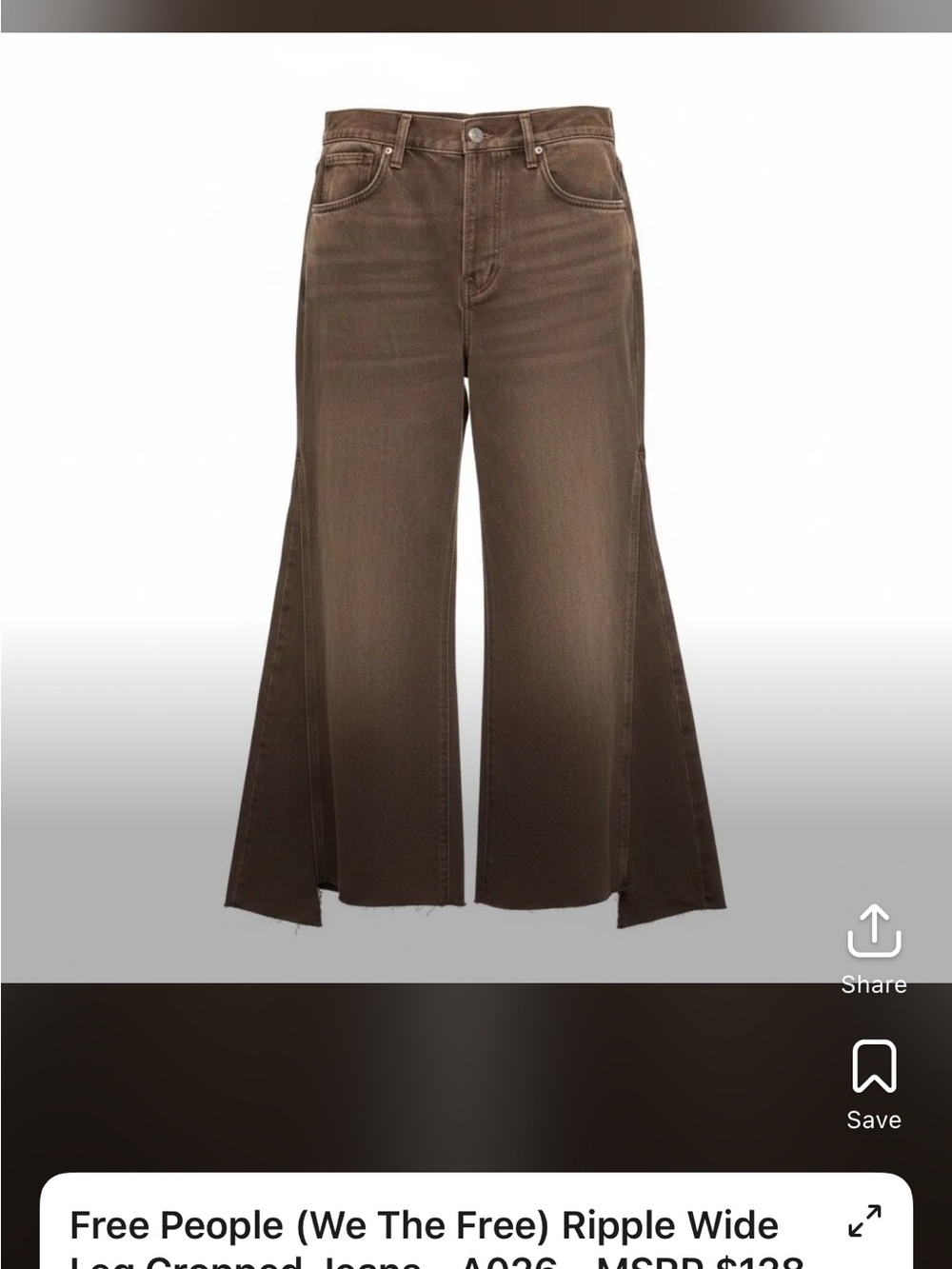 Free People Ripple Wide Leg Cropped Jeans - A026